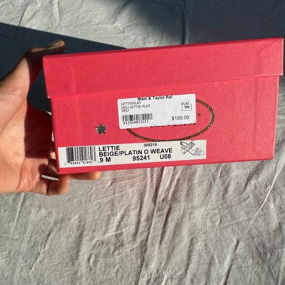 Vaneli ‘Lettie’ Gold Beige Platinum Weave Block Heel Sandals - Picture 2 of 13